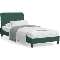 vidaXL Bed met matras fluweel donkergroen 90x200 cm