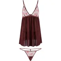 Lingadore Negligé olijfgroen / magenta / bordeaux