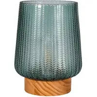 Pauleen Pretty Glamour E27-LED turkoois houtvoet, blauw, Woon-/ Eetkamer, Glas