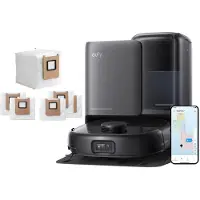 Eufy Robotstofzuiger Omni E25 met 6 stofzakken, HydroJet dweilsysteem, 20.000 Pa zuigkracht, DuoSpiral borstels die ontklitten, CornerRover arm voor het schoonmaken van hoeken, alles-in-één station