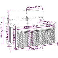 vidaXL 6-delige Loungeset met kussens poly rattan grijs