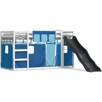 vidaXL Stapelbed met glijbaan en gordijnen blauw 90x200 cm