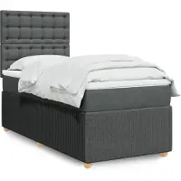 vidaXL Boxspring met matras stof donkergrijs 90x190 cm