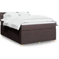 vidaXL Boxspring met matras stof donkerbruin 140x190 cm