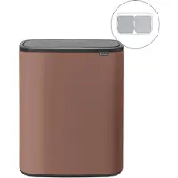 Brabantia Bo Touch Bin Prullenbak - 2 x 30 liter - Afvalscheiding - Satin Taupe