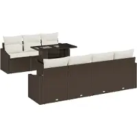 vidaXL Tuinbank Set 8 st Bruin en Crème poly rattan