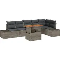 vidaXL Tuinbank Set 7 st Grijs en Bruin