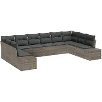 vidaXL Tuin Sofa Set 10 st Grijs poly rattan