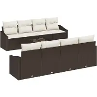 vidaXL Bankstel 7 st Bruin en Crème poly rattan