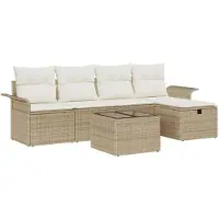 vidaXL Tuinbank Set 6 st Beige en Crème poly rattan