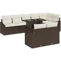 vidaXL Tuinbank Set 9 st Bruin en Crème poly rattan
