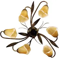 ONLI Plafondlamp Alga, dimbaar, brons / oud-messing, Woon-/ Eetkamer, metaal, Florentijns, plafondlamp