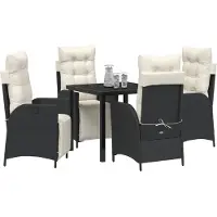 vidaXL Tuin Eettafel Set 5 st Zwart poly rattan