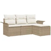 vidaXL Bankstel 4 st 4-Aantal zitplaatsen Beige poly rattan
