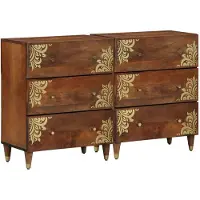 vidaXL Dressoir 2 st 60 x 33 x 75 cm Massief Mango Hout Honingbruin