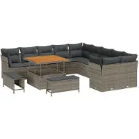 vidaXL Tuinset met 13 stukken, grijs, polyrotan
