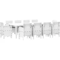 vidaXL Tuin Eettafel Set 11 st Wit Polypropyleen