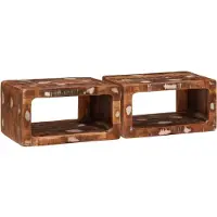 vidaXL Nachtkastje 2 pcs Bruin Massief Gerecycleerd Hout