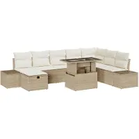 vidaXL Tuinbank Set 9 st Beige poly rattan