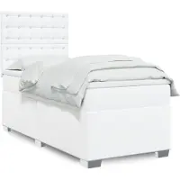 vidaXL Boxspring met matras kunstleer wit 90x190 cm