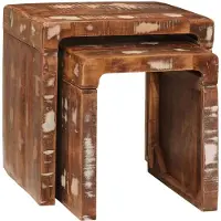 vidaXL Nesttafels 2 st Bruin 46 x 40 x 46 cm Massief Gerecycleerd Hout