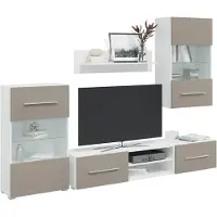vidaXL 5-delige Tv-meubels met LED-verlichting bewerkt hout steengrijs