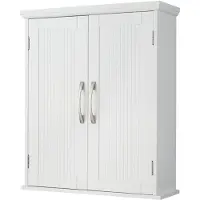Teamson Home Badkamerkast - Newport Muurbevestiging Houten Kastje Met 2 Deuren en Plank - Wit