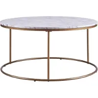 Teamson Home Marmo Ronde Salontafel - Nep Marmeren/Messing Metalen Afwerking - 36 x 36 x 18 (Inch)