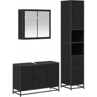 vidaXL Badkamermeubel Set 3 st Zwart Eiken 90 x 33 x 60 cm