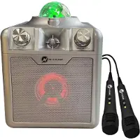 N-Gear Disco Star 710 Silver - Draadloze Karaoke Bluetooth Speaker - Sterrenprojector - 2 Microfoons