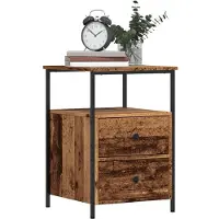 vidaXL Nachtkastjes 2 st 34x35,5x50 cm bewerkt hout oud houtkleurig