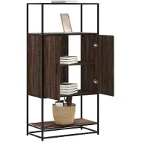 vidaXL Hoge kast 68x35x139 cm bewerkt hout en metaal bruin eikenkleur