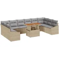 vidaXL Tuinbank Set 11 st Beige en Grijs