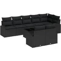 vidaXL Tuinbank Set 9 st 8-Aantal zitplaatsen poly rattan