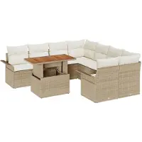 vidaXL Tuinbank Set met kussen beige en crèmekleurig