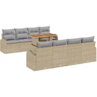 vidaXL Tuinbank Set 7 st beige en lichtgrijs