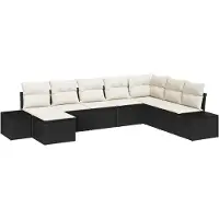 vidaXL Tuinbank Set met kussen 8 pcs poly rattan