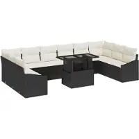 vidaXL Bankstel 11 st Zwart en Crème poly rattan