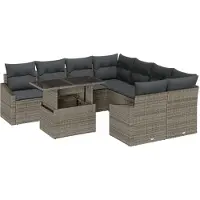 vidaXL Tuinbank Set 9 st Grijs poly rattan