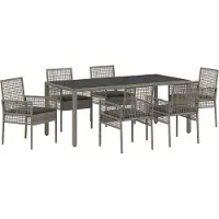vidaXL Tuinset, 7-delig, grijs, polyrotan