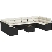 vidaXL Tuinbank Set met opslag Bruin en Crème poly rattan
