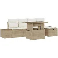 vidaXL Tuinbank Set 6 st Beige poly rattan