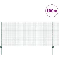 vidaXL gelast draadhek met palen 100 x 1 m PVC-Coated Staal Groen Mesh