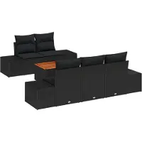 vidaXL Tuinbank Set 6 st Zwart poly rattan