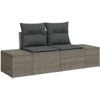 vidaXL Tuin Sofa met kussen Grijs 184 x 62 x 69 cm poly rattan