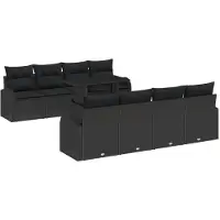 vidaXL Tuinbank Set 9 st Zwart poly rattan
