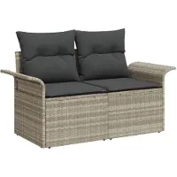 vidaXL Tuinbank Set 8 st Lichtgrijs [Synthetisch]: Poly Riet