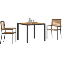 vidaXL Tuin Eettafel Set 3 st Zwart en Bruin poly rattan
