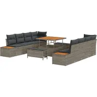 vidaXL Tuinset met 11 delen, grijs, polyrotan
