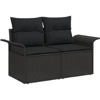 vidaXL Tuinbank Set 11 st Zwart Poly Riet